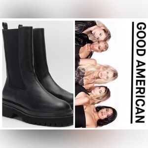 Good American Chelsea
Combat Boots Black Size 8 NIB Pull On Style